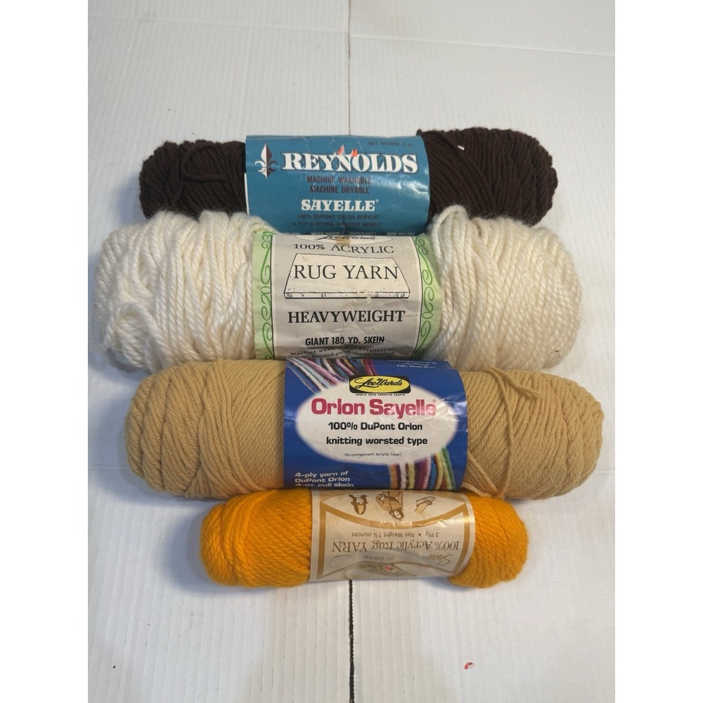 Vintage Reynolds Sayelle Sears Acrylic Rug Yarn Lot Orlon Heavyweight Made USA